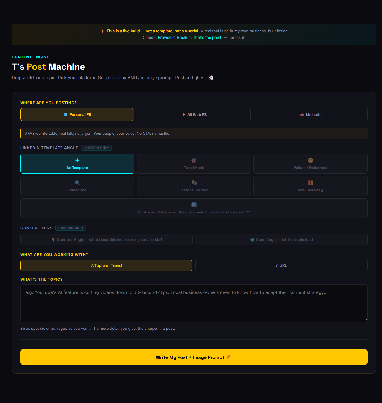 T's Post Machine content engine